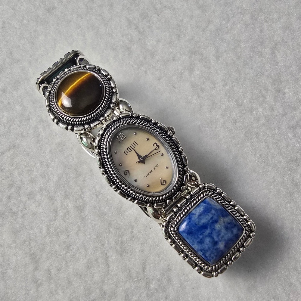 Ecclissi Womens Watch Stretch Sterling Silver Multi-Stone 32511 Adjustable